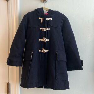 Mini Boden Girls Wool Duffle Coat, Size 4-5y, Navy